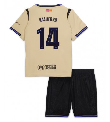 Barcelona Marcus Rashford #14 Udebanetrøje Børn 2025-26 Kortærmet (+ Korte bukser)